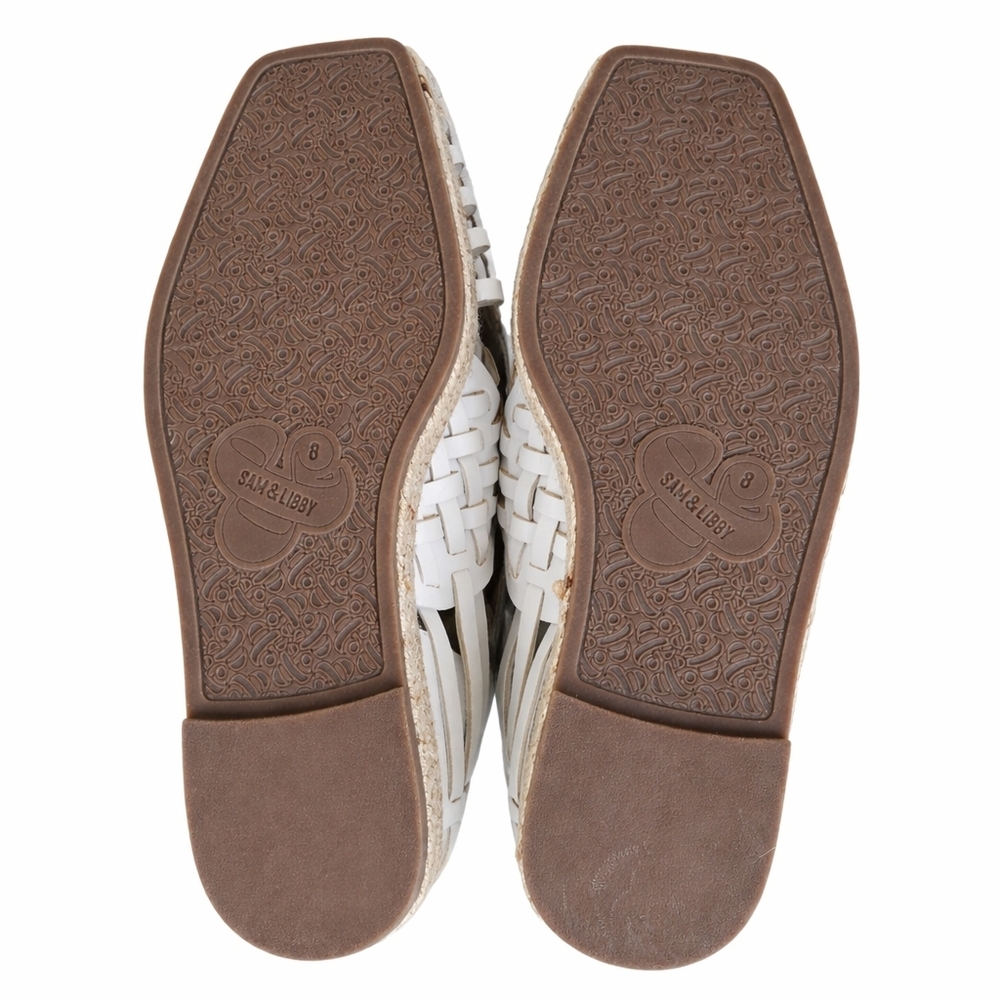 Sam & Libby ASHA White Woven Espadrille Flats Size 8 Fisherman Sandals Boho - Picture 3 of 9